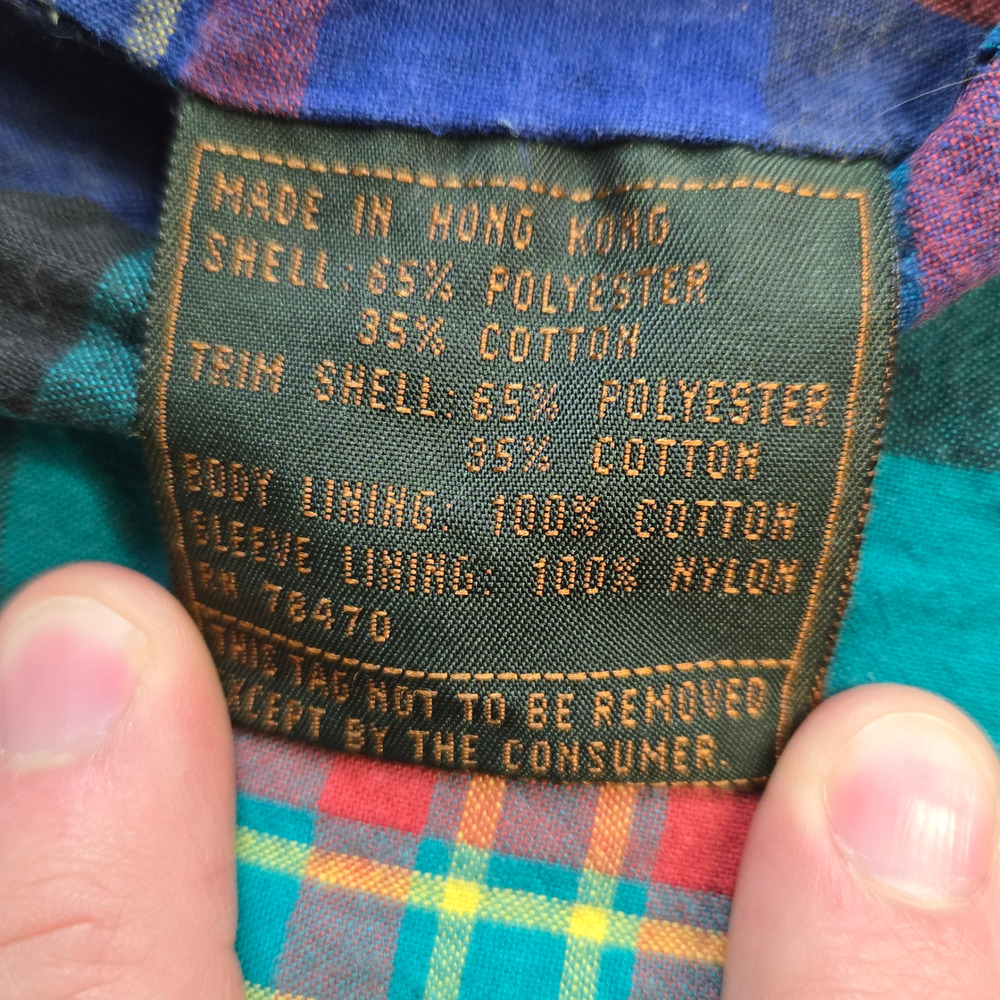 Vintage 1980s Beige Colorful Plaid Lined Canvas Guide Series Chore Coat Size XL - Picture 13 of 14